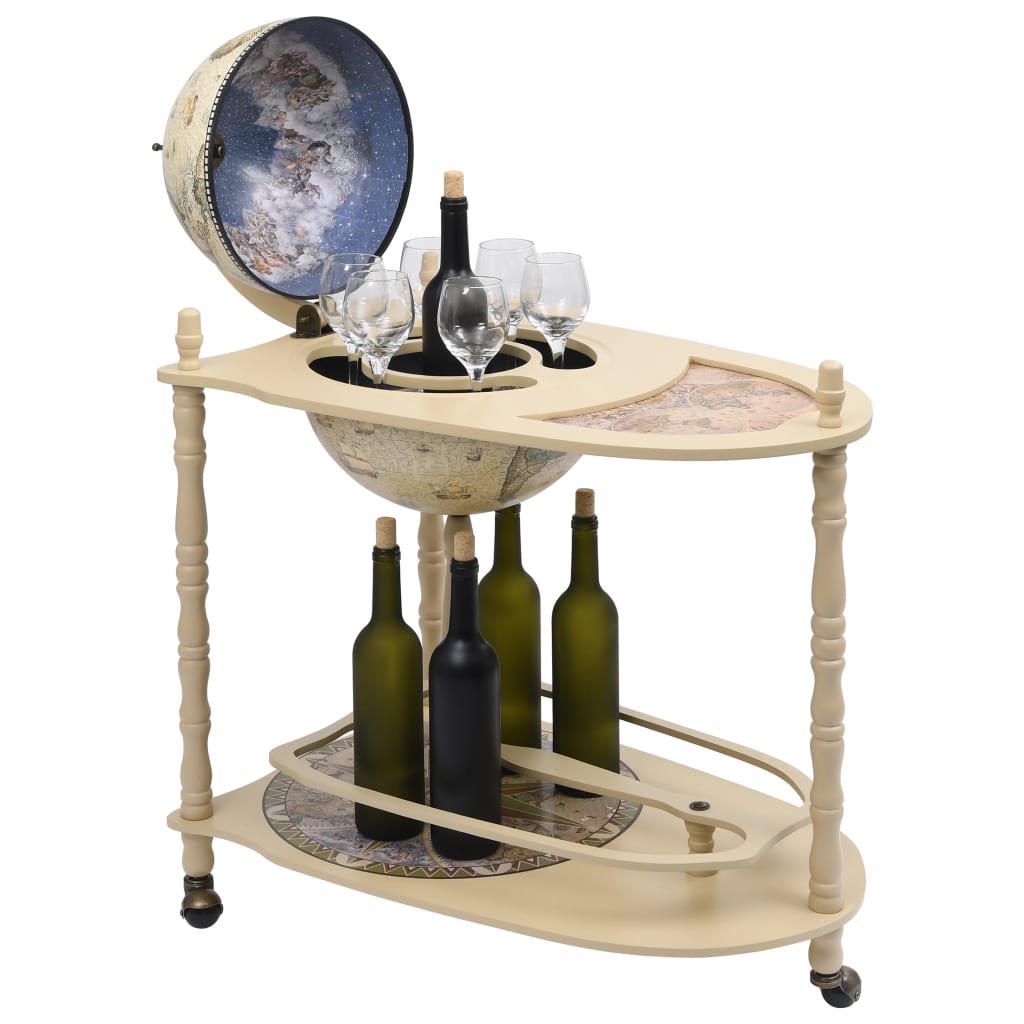 vidaXL Globe Bar Cart Globe Wine Bar Liquor Bar Cabinet Solid Eucalyptus Wood-20