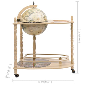 vidaXL Globe Bar Cart Globe Wine Bar Liquor Bar Cabinet Solid Eucalyptus Wood-17