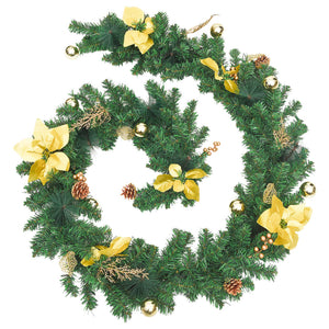 vidaXL Christmas Garland Holiday Artificial Xmas Garland with LED Lights PVC-4