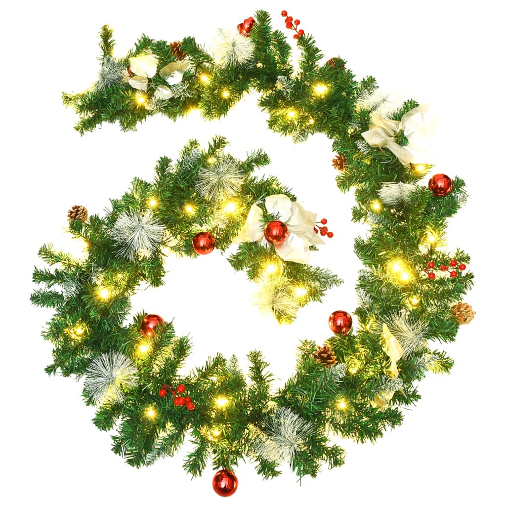 vidaXL Christmas Garland Holiday Artificial Xmas Garland with LED Lights PVC-21