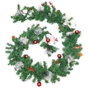 vidaXL Christmas Garland Holiday Artificial Xmas Garland with LED Lights PVC-23