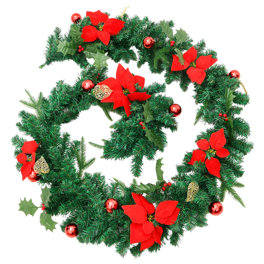 vidaXL Christmas Garland Holiday Artificial Xmas Garland with LED Lights PVC-16