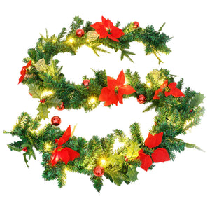 vidaXL Christmas Garland Holiday Artificial Xmas Garland with LED Lights PVC-18