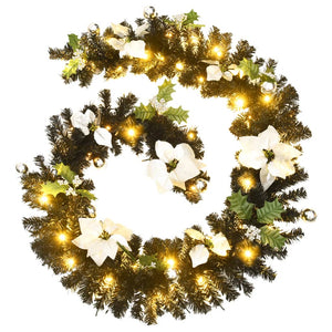 vidaXL Christmas Garland Holiday Artificial Xmas Garland with LED Lights PVC-0