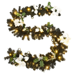 vidaXL Christmas Garland Holiday Artificial Xmas Garland with LED Lights PVC-12