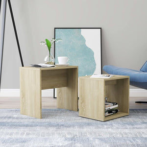 vidaXL Coffee Table Set 2 Piece Nesting End Table Sofa Table Engineered Wood-16