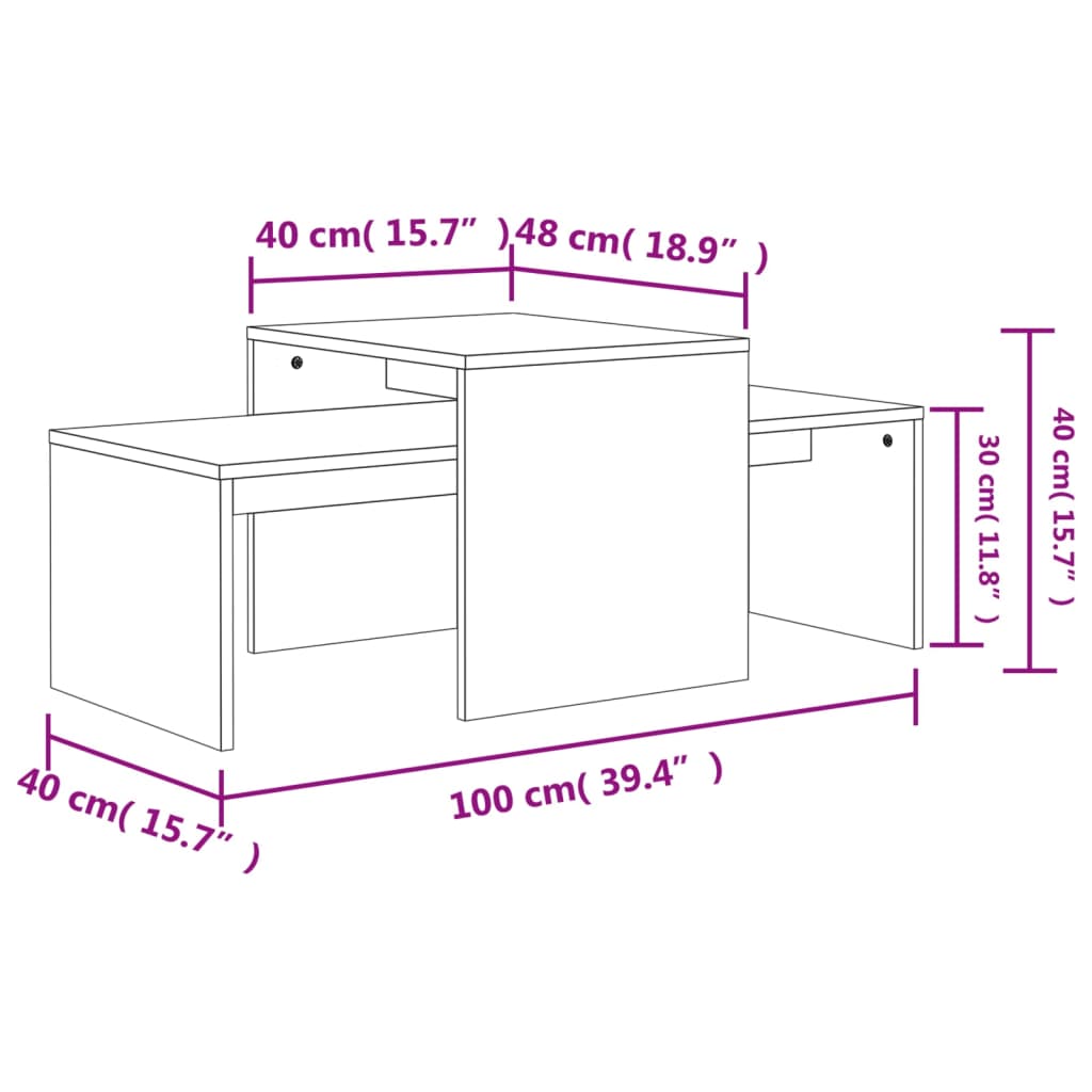 vidaXL Coffee Table Set Nesting Sofa End Table for Living Room Engineered Wood-46