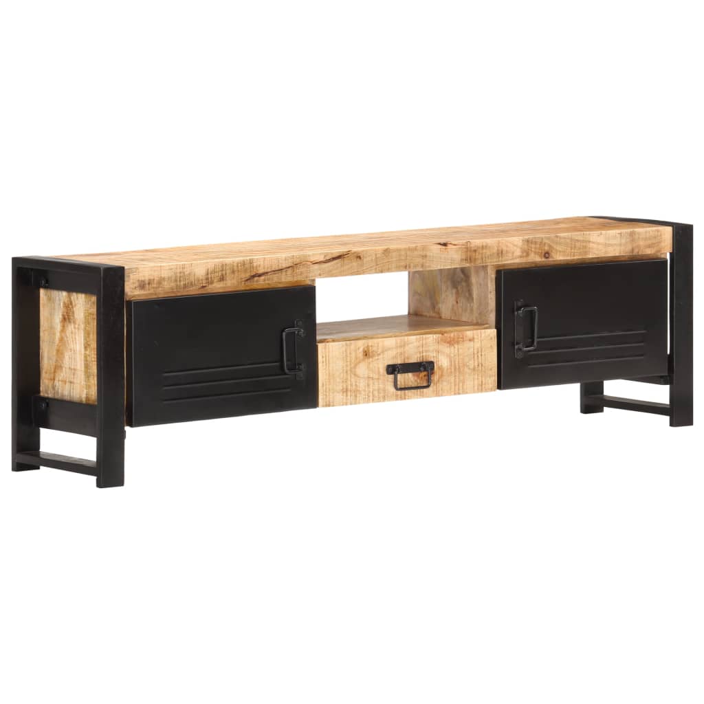 vidaXL TV Stand 55.1"x11.8"x15.7" Rough Mango Wood-0