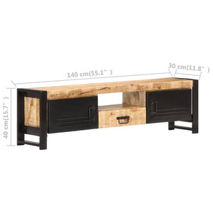 vidaXL TV Stand 55.1"x11.8"x15.7" Rough Mango Wood-6