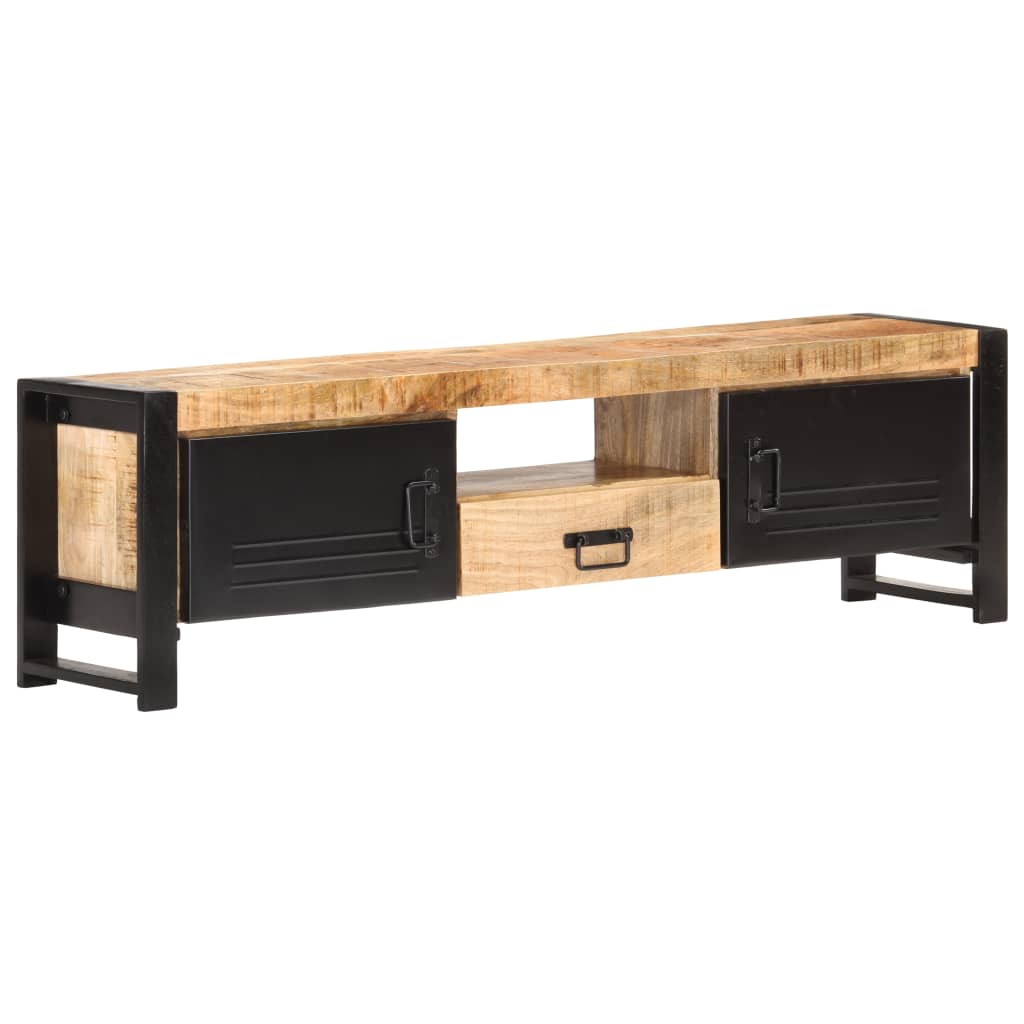 vidaXL TV Stand 55.1"x11.8"x15.7" Rough Mango Wood-8