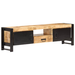 vidaXL TV Stand 55.1"x11.8"x15.7" Rough Mango Wood-9