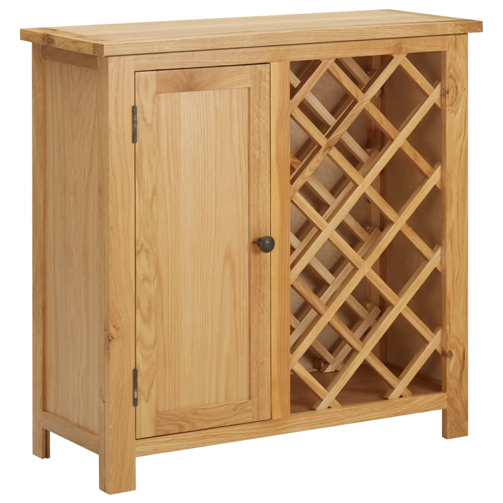 vidaXL Wine Cabinet Bottle Holder with Door Floor Wine Cabinet Solid Oak Wood-0