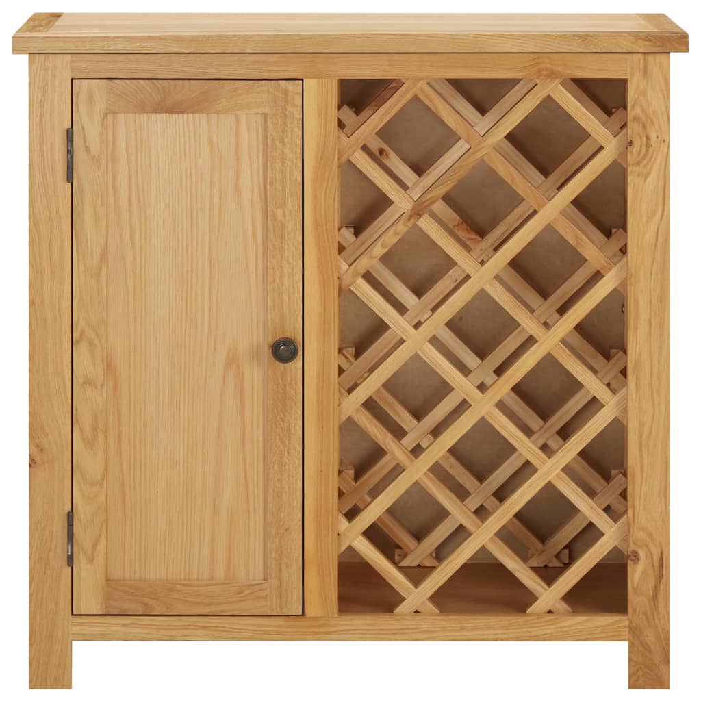 vidaXL Wine Cabinet Bottle Holder with Door Floor Wine Cabinet Solid Oak Wood-2