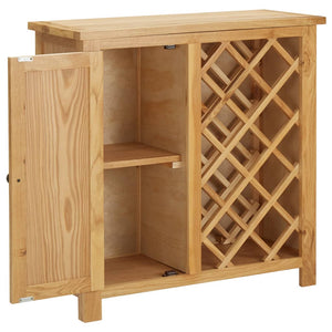 vidaXL Wine Cabinet Bottle Holder with Door Floor Wine Cabinet Solid Oak Wood-4