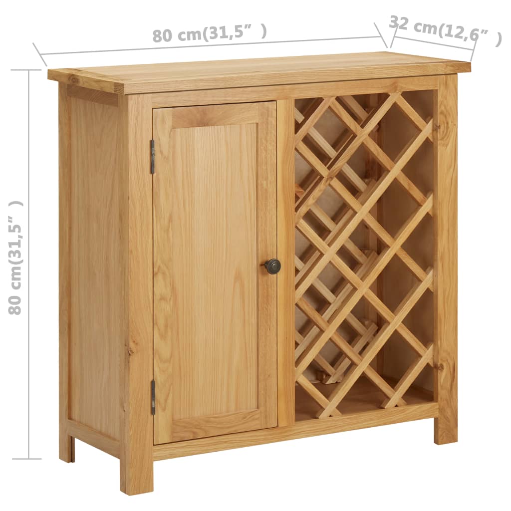 vidaXL Wine Cabinet Bottle Holder with Door Floor Wine Cabinet Solid Oak Wood-5