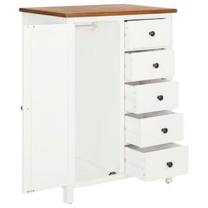 vidaXL Wardrobe Solid Oak Wood Storage Clothes Cabinet Wooden White/Light Wood-6