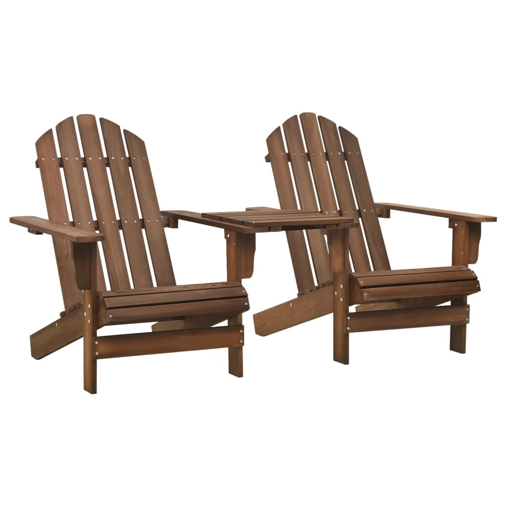 vidaXL Adirondack Chairs Patio Adirondack Chair with Tea Table Solid Wood Fir-0