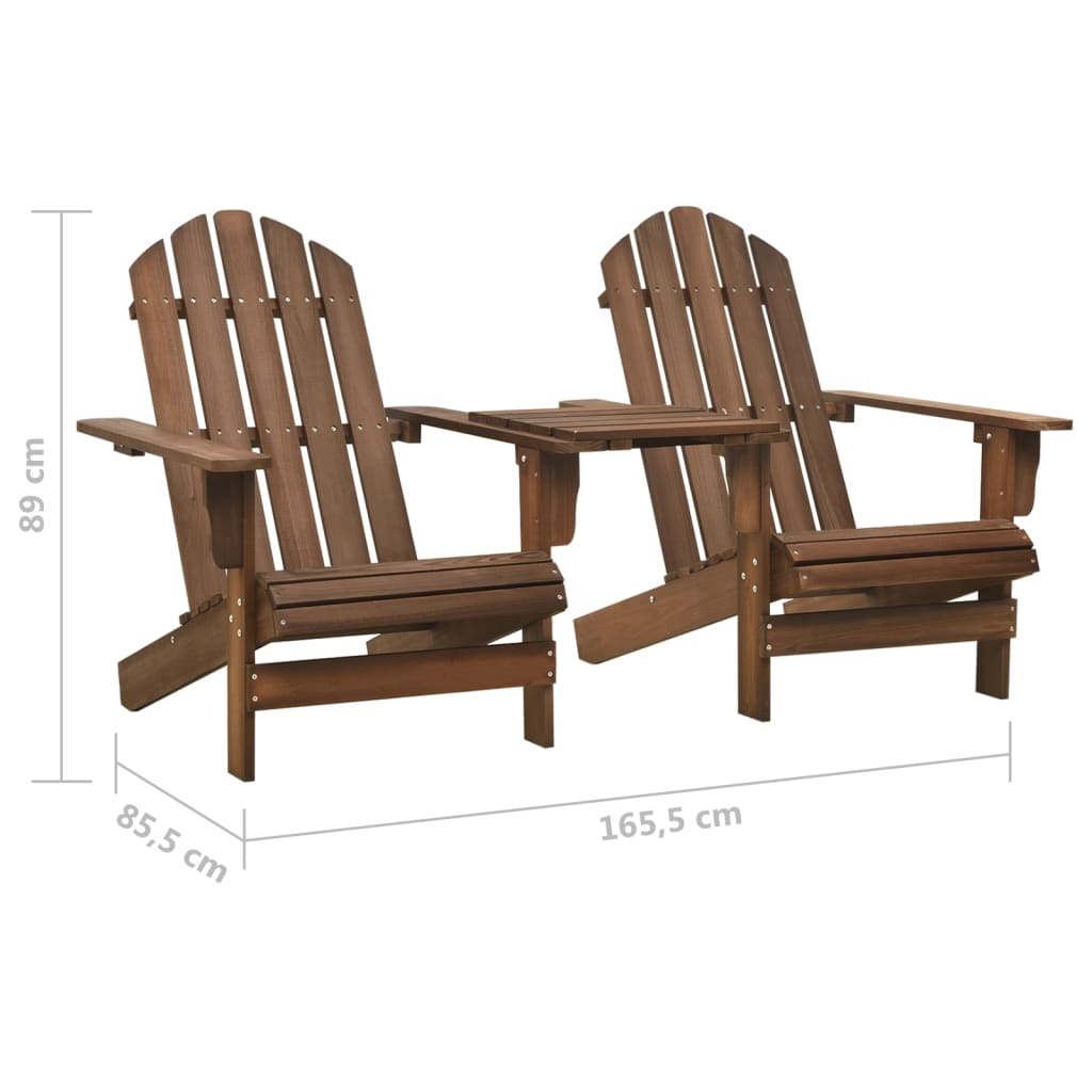 vidaXL Adirondack Chairs Patio Adirondack Chair with Tea Table Solid Wood Fir-6