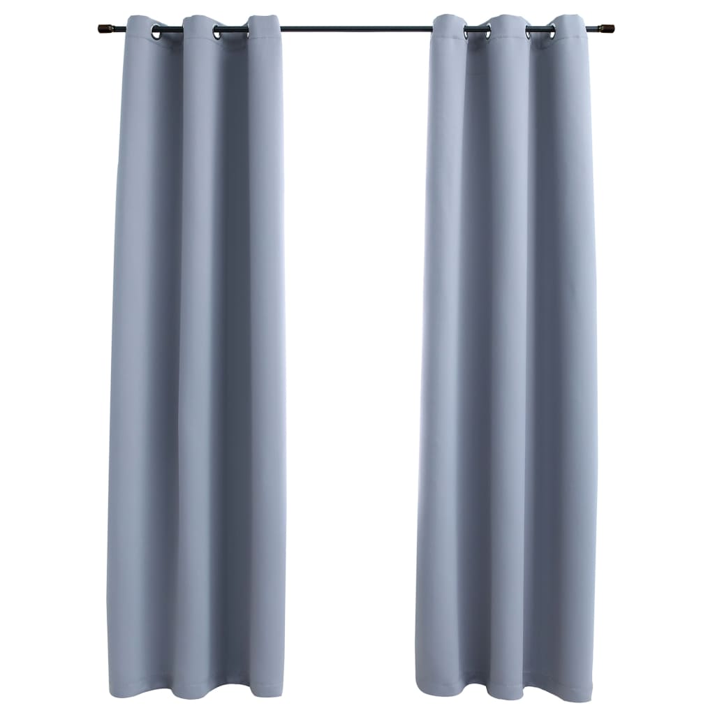 vidaXL Curtains 2 Pcs Roller Blackout Curtains Window Blinds with Rings Fabric-36