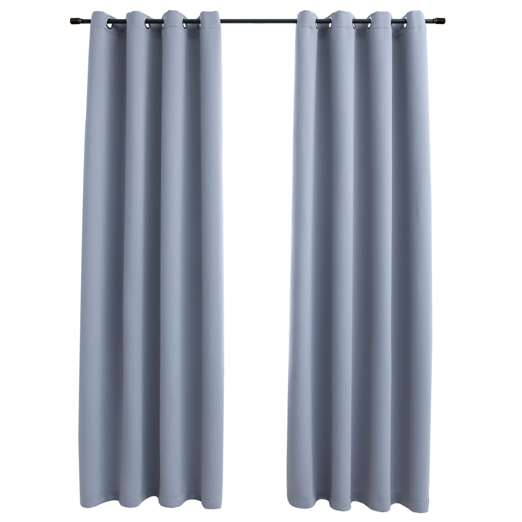 vidaXL Curtains 2 Pcs Roller Blackout Curtains Window Blinds with Rings Fabric-18