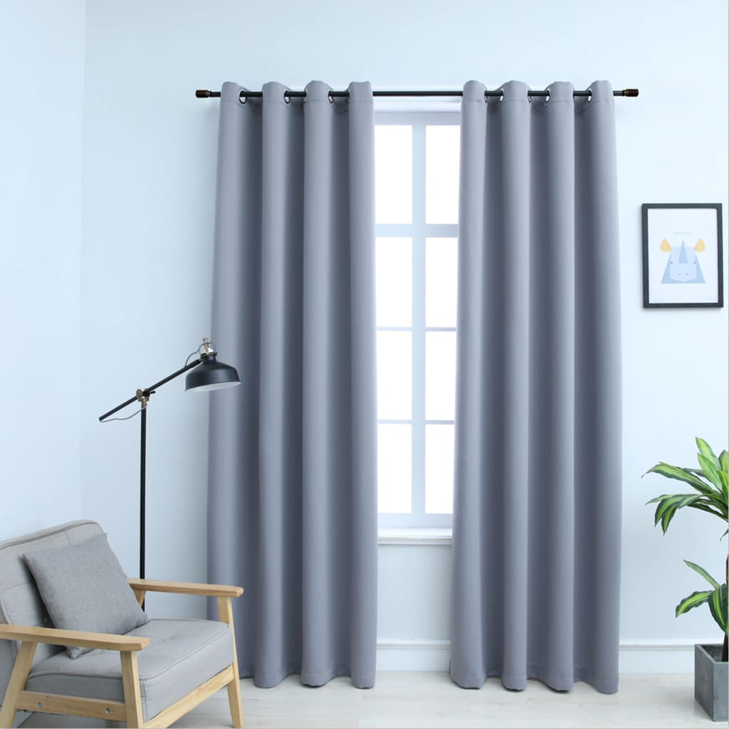 vidaXL Curtains 2 Pcs Roller Blackout Curtains Window Blinds with Rings Fabric-78