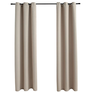 vidaXL Curtains 2 Pcs Roller Blackout Curtains Window Blinds with Rings Fabric-76