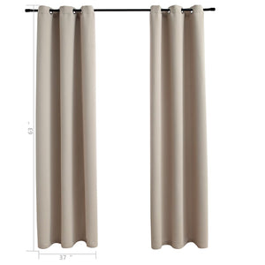 vidaXL Curtains 2 Pcs Roller Blackout Curtains Window Blinds with Rings Fabric-26