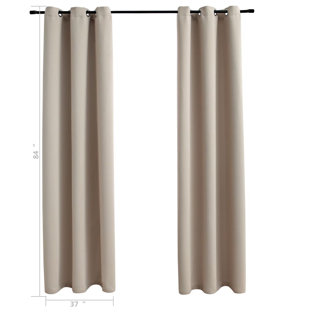 vidaXL Curtains 2 Pcs Roller Blackout Curtains Window Blinds with Rings Fabric-53