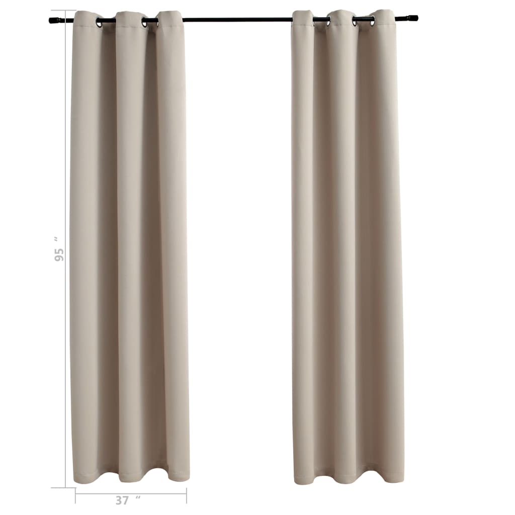 vidaXL Curtains 2 Pcs Roller Blackout Curtains Window Blinds with Rings Fabric-59