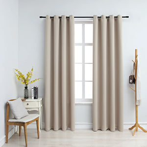 vidaXL Curtains 2 Pcs Roller Blackout Curtains Window Blinds with Rings Fabric-21