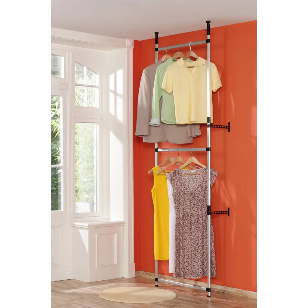 vidaXL Telescopic Wardrobe System with Rods Aluminum-4