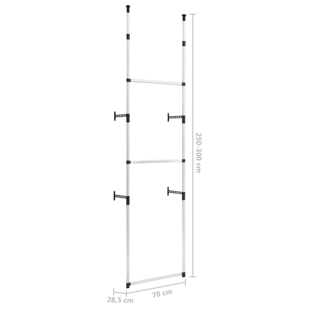 vidaXL Telescopic Wardrobe System with Rods Aluminum-8