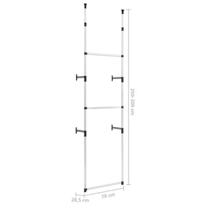 vidaXL Telescopic Wardrobe System with Rods Aluminum-8