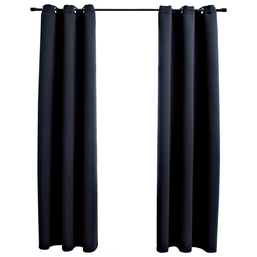 vidaXL Curtains 2 Pcs Roller Blackout Curtains Window Blinds with Rings Fabric-10