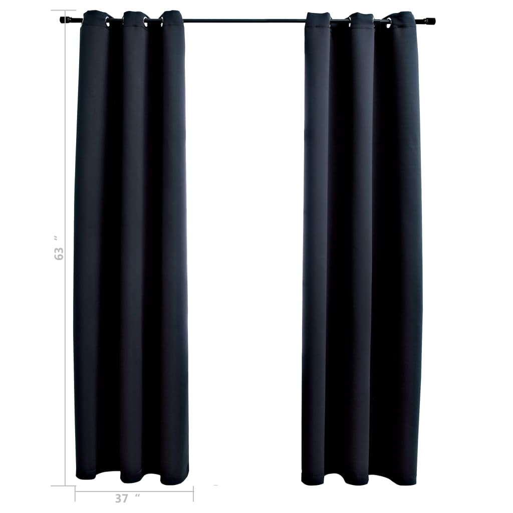 vidaXL Curtains 2 Pcs Roller Blackout Curtains Window Blinds with Rings Fabric-20