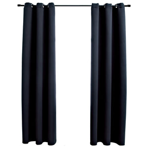 vidaXL Curtains 2 Pcs Roller Blackout Curtains Window Blinds with Rings Fabric-19