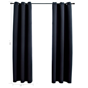 vidaXL Curtains 2 Pcs Roller Blackout Curtains Window Blinds with Rings Fabric-56