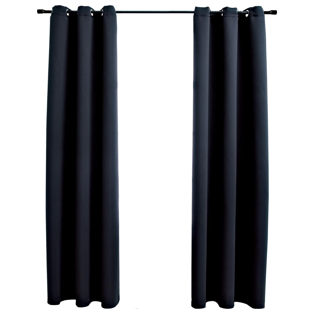 vidaXL Curtains 2 Pcs Roller Blackout Curtains Window Blinds with Rings Fabric-37