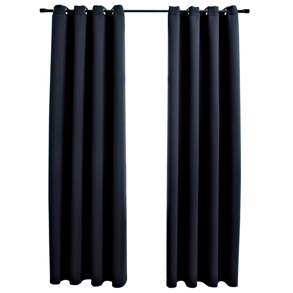 vidaXL Curtains 2 Pcs Roller Blackout Curtains Window Blinds with Rings Fabric-28