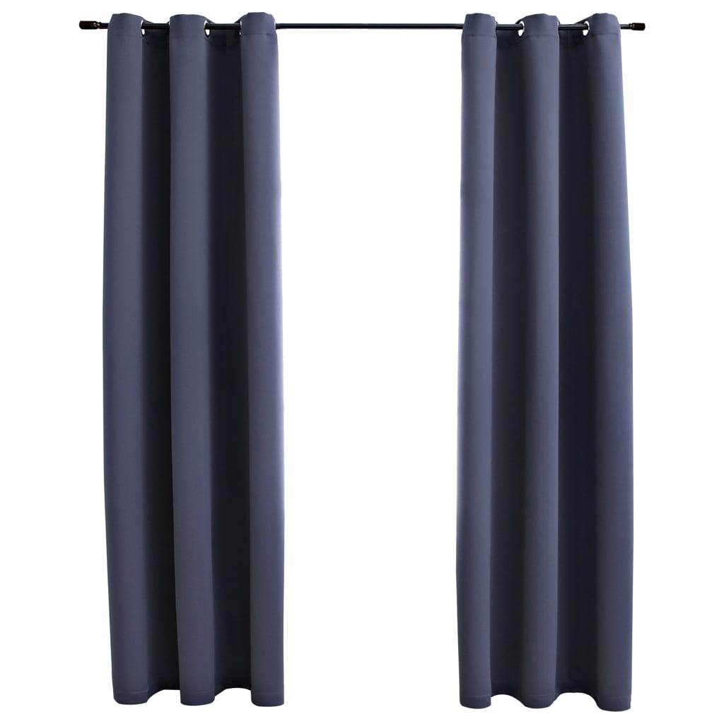 vidaXL Curtains 2 Pcs Roller Blackout Curtains Window Blinds with Rings Fabric-13