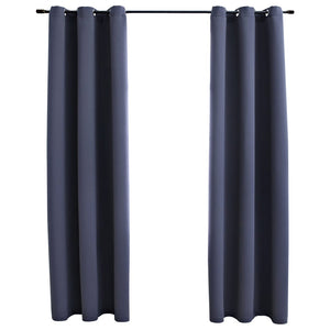 vidaXL Curtains 2 Pcs Roller Blackout Curtains Window Blinds with Rings Fabric-13