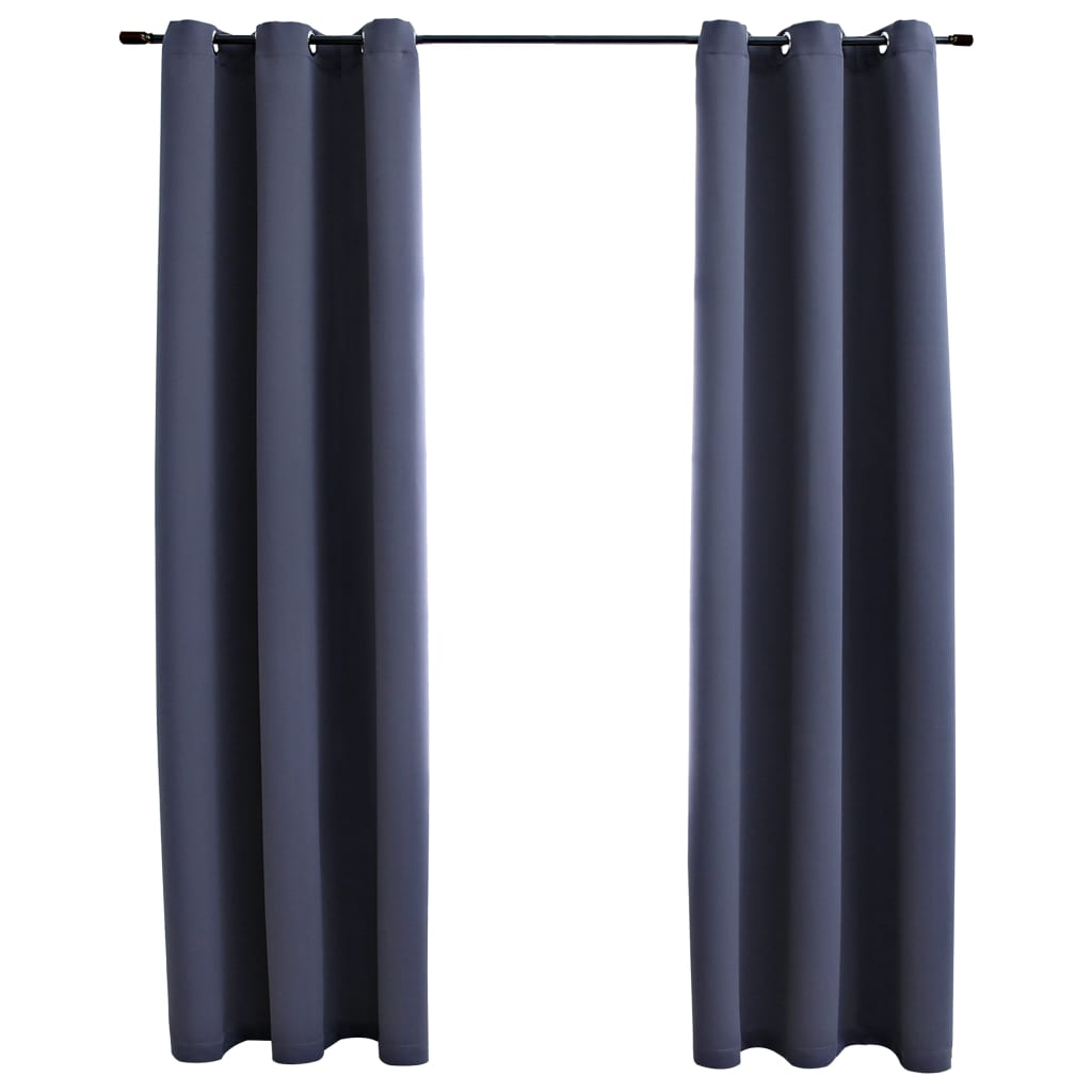 vidaXL Curtains 2 Pcs Roller Blackout Curtains Window Blinds with Rings Fabric-4