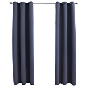 vidaXL Curtains 2 Pcs Roller Blackout Curtains Window Blinds with Rings Fabric-4