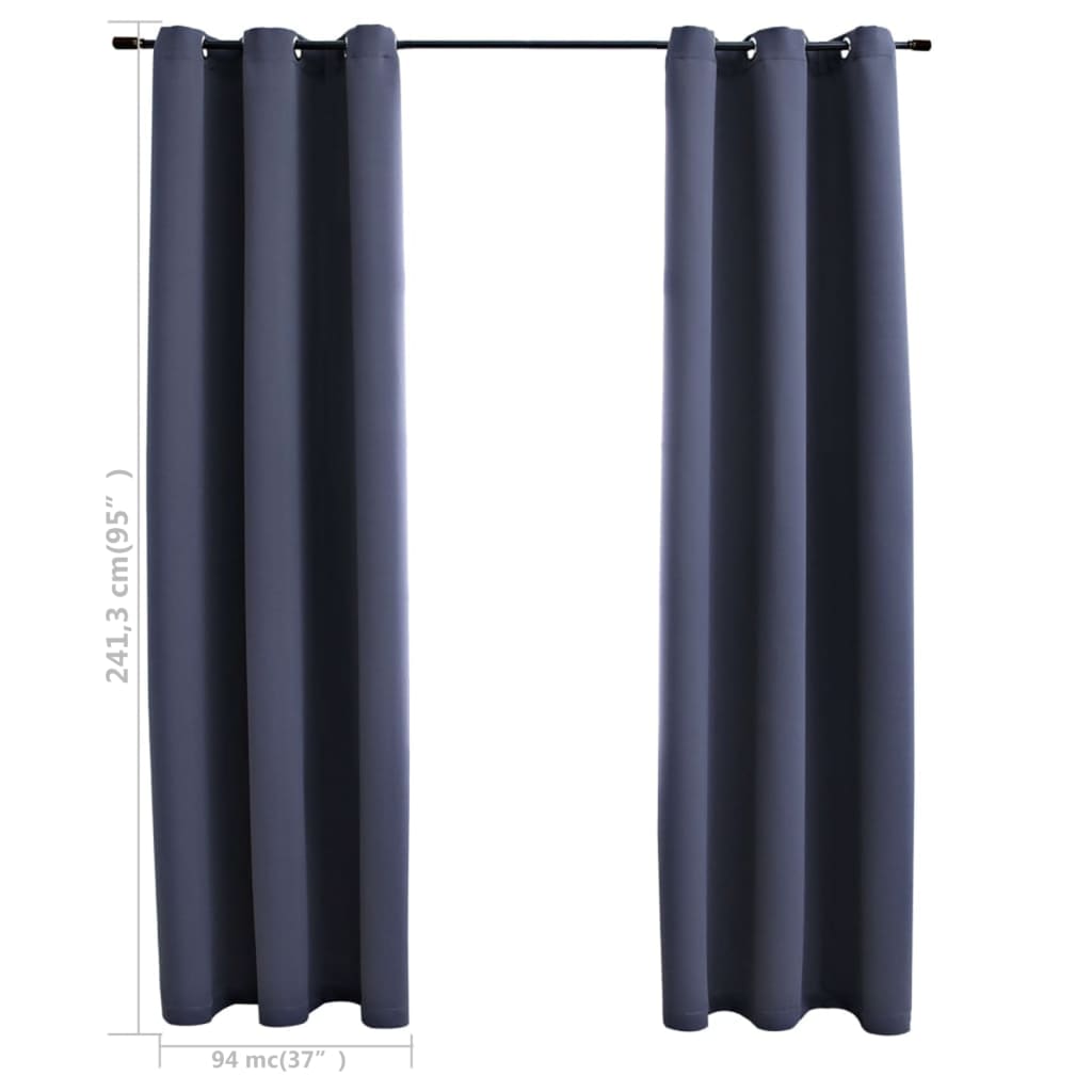 vidaXL Curtains 2 Pcs Roller Blackout Curtains Window Blinds with Rings Fabric-34