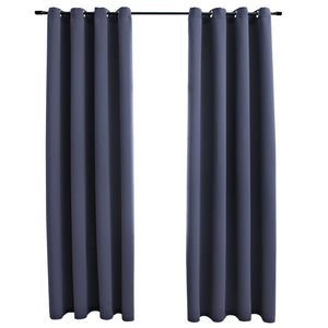 vidaXL Curtains 2 Pcs Roller Blackout Curtains Window Blinds with Rings Fabric-31