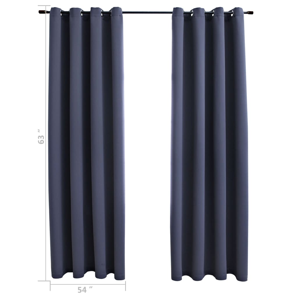 vidaXL Curtains 2 Pcs Roller Blackout Curtains Window Blinds with Rings Fabric-32