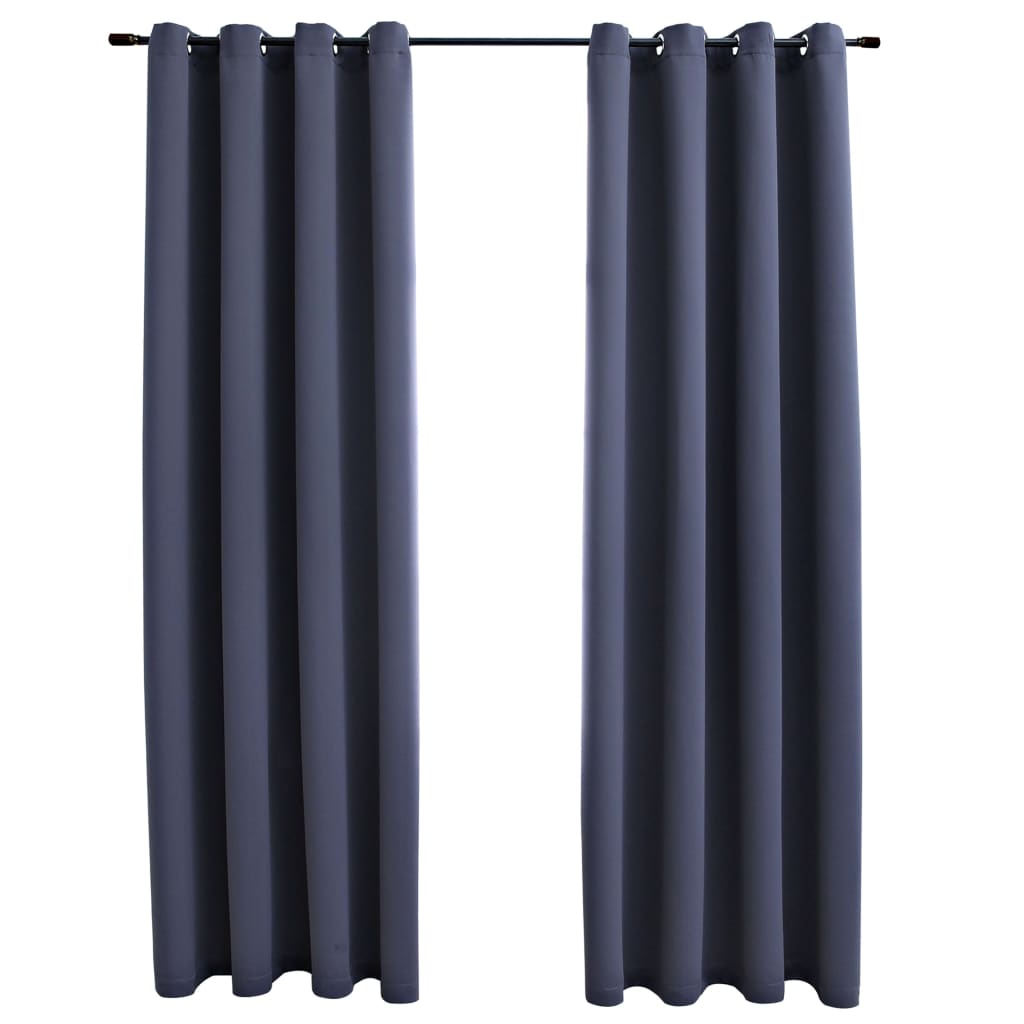 vidaXL Curtains 2 Pcs Roller Blackout Curtains Window Blinds with Rings Fabric-22