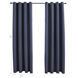 vidaXL Curtains 2 Pcs Roller Blackout Curtains Window Blinds with Rings Fabric-79