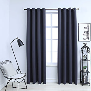 vidaXL Curtains 2 Pcs Roller Blackout Curtains Window Blinds with Rings Fabric-52