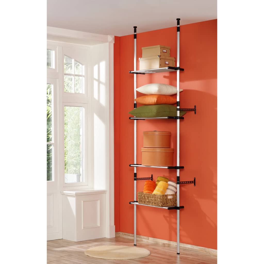 vidaXL Telescopic Wardrobe System with Shelves Aluminum-4